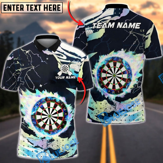 BlueJose Darts Flaming Board Heat Effect Multicolor Options Personalized Name Shirt (4 Colors)