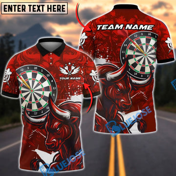 BlueJose Darts Bull Wing Emblem Style Multicolor Options Personalized Name Shirt (4 Colors)