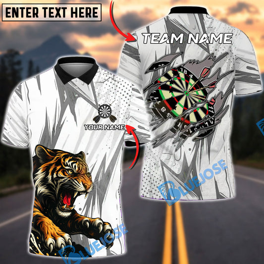 BlueJose Darts Fierce Tiger Speed Burst Multicolor Options Personalized Name Shirt (4 Colors)