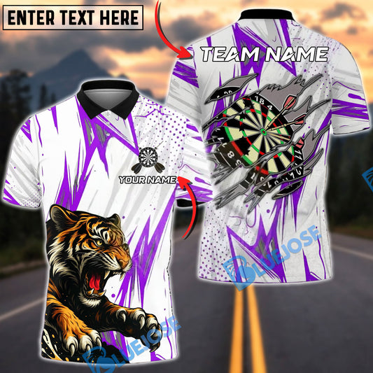 BlueJose Darts Fierce Tiger Speed Burst Multicolor Options Personalized Name Shirt (4 Colors)