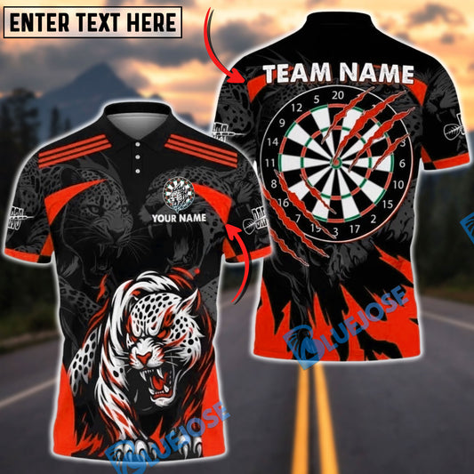 BlueJose Darts Leopard Darts Claw Attack Design Multicolor Options Personalized Name Shirt (4 Colors)