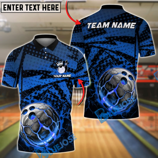 BlueJose Bowling Lava Explosion Cracked Orb Customized Name, Team Name 3D Shirt (4 Colors)