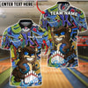 BlueJose Bowling Bear Cartoon Graffiti Style Customized Name, Team Name 3D Shirt (4 Colors)