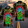 BlueJose Darts Neon Smiling Bear Dartboard Glow Style Multicolor Options Personalized Name Shirt (4 Colors)