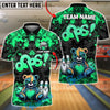 BlueJose Bowling & Pins Oops Teddy Bear Cartoon Customized Name, Team Name 3D Shirt (4 Colors)