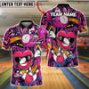BlueJose Bowling & Pins Cool Heart Graffiti Character Customized Name, Team Name 3D Shirt (4 Colors)