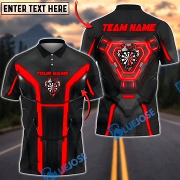 BlueJose Darts Cyber Dartboard Armor Neon Panels Personalized Name, Team Name Unisex Shirt (6 Colors)