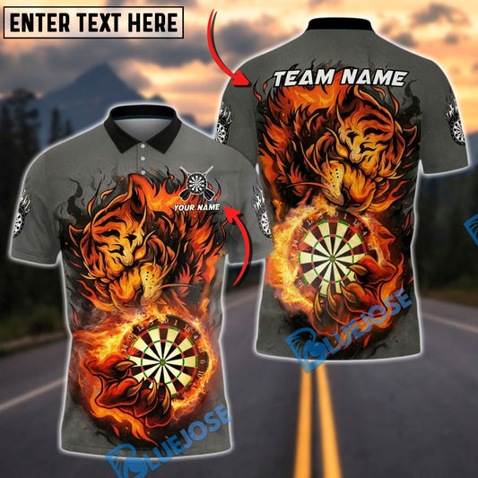 BlueJose Darts Fiery Tiger Dartboard Multicolor Options Personalized Name Shirt (4 Colors)