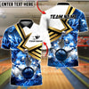 BlueJose Bowling And Pins Fiery Strike Customized Name, Team Name 3D Shirt (4 Colors)