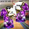 BlueJose Bowling And Pins Fiery Strike Customized Name, Team Name 3D Shirt (4 Colors)