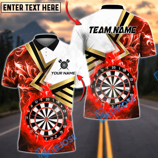 BlueJose Darts Flaming Dartboard Blaze Multicolor Options Personalized Name Shirt (4 Colors)