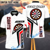 BlueJose Darts Clean White Blue Minimal Sport Target Personalized Name, Team Name Unisex Shirt (6 Colors)