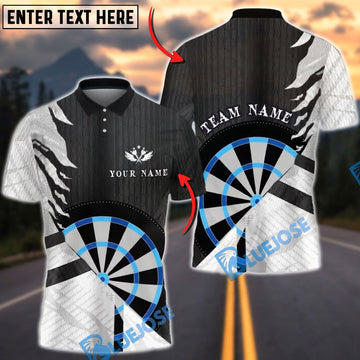 BlueJose Darts Black White Minimalist Target Design Personalized Name, Team Name Unisex Shirt (4 Colors)