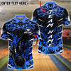 BlueJose Bowling & Pins Dark Flame Bowling Strike Style Customized Name, Team Name 3D Shirt (4 Colors)