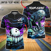 BlueJose Bowling & Pins Dark Wolf Storm Artwork Customized Name, Team Name 3D Shirt (4 Colors)