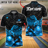 BlueJose Bowling & Pins Golden Eagle Strike Art Customized Name, Team Name 3D Shirt (6 Colors)