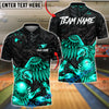 BlueJose Bowling & Pins Golden Eagle Strike Art Customized Name, Team Name 3D Shirt (6 Colors)