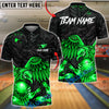 BlueJose Bowling & Pins Golden Eagle Strike Art Customized Name, Team Name 3D Shirt (6 Colors)