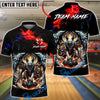 BlueJose Bowling & Pins Hell Wolf Fire Strike Fantasy Style Customized Name, Team Name 3D Shirt (4 Colors)