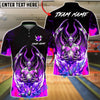 BlueJose Bowling & Pins Hellfire Demon Skull Flame Art Customized Name, Team Name 3D Shirt (4 Colors)