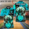 BlueJose Bowling & Pins Hellfire Demon Wolf Full Moon Art Customized Name, Team Name 3D Shirt (4 Colors)