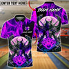 BlueJose Bowling & Pins Hellfire Demon Wolf Full Moon Art Customized Name, Team Name 3D Shirt (4 Colors)