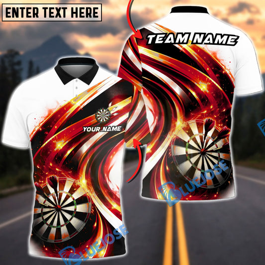 BlueJose Darts Fire Swirl Dartboard Energy Personalized Name, Team Name Unisex Shirt (4 Colors)