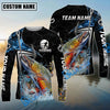 Bluejose Fishing Black Blue Wave Scale PatternCustom Name & Team Name 3D Shirts (12 Breeds)