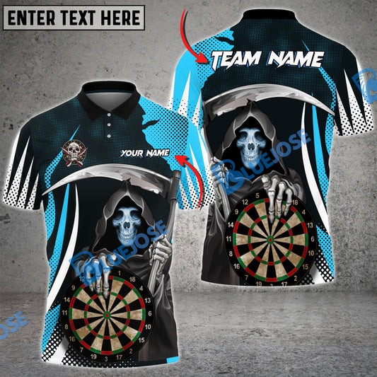 BlueJose Darts Skull Reaper Personalized Name, Team Name Shirt (4 Colors)