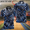 BlueJose Bowling And Pins Japanese Dragon Samurai Design Customized Name, Team Name 3D Shirt (4 Colors)