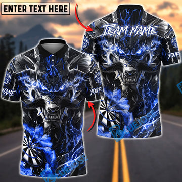 BlueJose Darts Lightning Armored Dragon with Dartboard Personalized Name, Team Name Unisex Shirt (4 Colors)