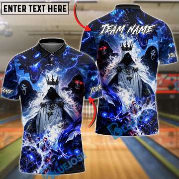 BlueJose Bowling Grim Reaper Dark Fantasy Lightning Dragon Ghost Customized Name, Team Name 3D Shirt (4 Colors)