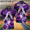 BlueJose Bowling Grim Reaper Dark Fantasy Lightning Dragon Ghost Customized Name, Team Name 3D Shirt (4 Colors)