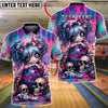 BlueJose Bowling Creepy Doll Graffiti Skull Lollipop Artwork Customized Name, Team Name 3D Shirt (6 Colors)