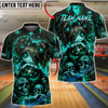 BlueJose Bowling Creepy Doll Graffiti Skull Lollipop Artwork Customized Name, Team Name 3D Shirt (6 Colors)