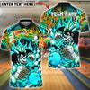 BlueJose Bowling & Pins Graffiti Flame Monkey Mascot Customized Name, Team Name 3D Shirt (4 Colors)