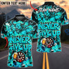 BlueJose Darts Fierce Angry Bull Character Never Give Up Graffiti Darts Dartboard Holding Beer Mug Flame Aura Personalized Name, Team Name Unisex Shirt (4 Colors)