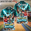 BlueJose Bowling And Pins Funny Graphic Space Monkey Lightning Explosion Customized Name, Team Name 3D Shirt (6 Colors)