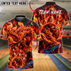 BlueJose Bowling And Pins Fire Nine-Tailed Fox Bowling Ball and Pins Graphic Customized Name, Team Name 3D Shirt (4 Colors)