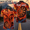 BlueJose Darts Fire Nine-tailed Fox Dartboard Bullseye Graphic Personalized Name, Team Name Unisex Shirt (4 Colors)