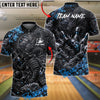 BlueJose Bowling Samurai Dragon Floral Bowling Ball Graphic Customized Name, Team Name 3D Shirt (6 Colors)