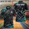 BlueJose Bowling Samurai Dragon Floral Bowling Ball Graphic Customized Name, Team Name 3D Shirt (6 Colors)