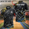 BlueJose Bowling Samurai Dragon Floral Bowling Ball Graphic Customized Name, Team Name 3D Shirt (6 Colors)