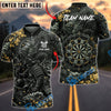 BlueJose Darts Samurai Dragon Floral Dartboard Graphic Personalized Name, Team Name Unisex Shirt (6 Colors)