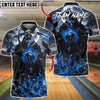 BlueJose Bowling Moonnight Grim Reaper Flaming Ball and Pins Customized Name, Team Name 3D Shirt (4 Colors)