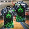BlueJose Bowling Moonnight Grim Reaper Flaming Ball and Pins Customized Name, Team Name 3D Shirt (4 Colors)