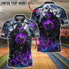 BlueJose Bowling Moonnight Grim Reaper Flaming Ball and Pins Customized Name, Team Name 3D Shirt (4 Colors)