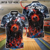 BlueJose Bowling Moonnight Grim Reaper Flaming Ball and Pins Customized Name, Team Name 3D Shirt (4 Colors)