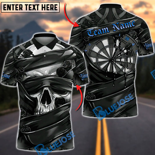 BlueJose Darts Skull Gothic Rose Dartboard Personalized Name, Team Name Unisex Shirt (6 Colors)