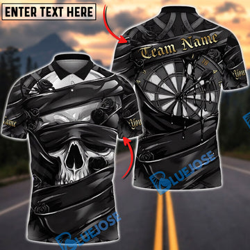 BlueJose Darts Skull Gothic Rose Dartboard Personalized Name, Team Name Unisex Shirt (6 Colors)